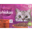 Hrana umeda pentru pisici adulte, 1 an +, Whiskas, cu vita si pui, pachet 4 x 85 g