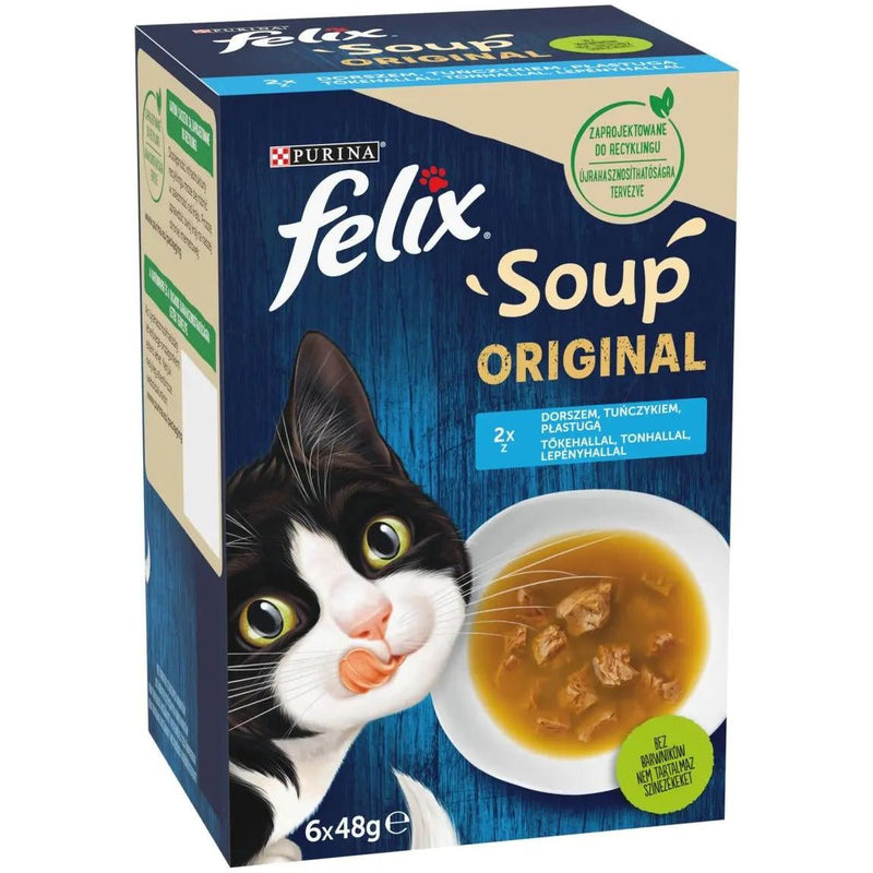 FELIX supa pentru pisici, pachet mixat selectie de peste (6x48g)
