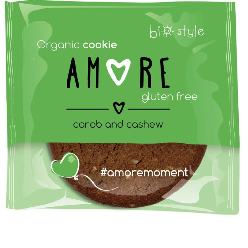 Biscuite Bio fara gluten cu Carob si Caju Amore 38g