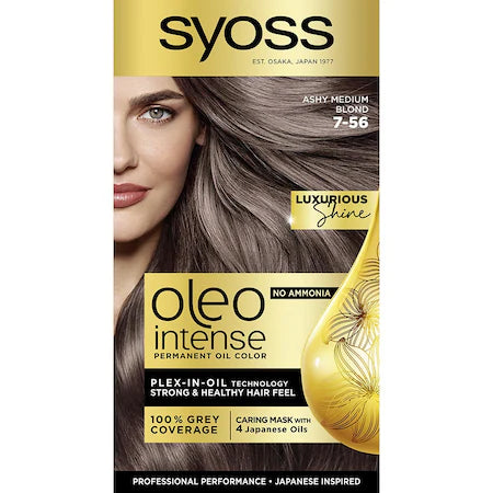 Vopsea de par permanenta fara amoniac Syoss Color Oleo Intense, 7-56 Blond Mediu Cenusiu, 115 ml