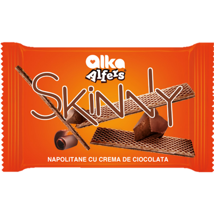 Alfers Skinny napolitatne cu crema ciocolata, 57g