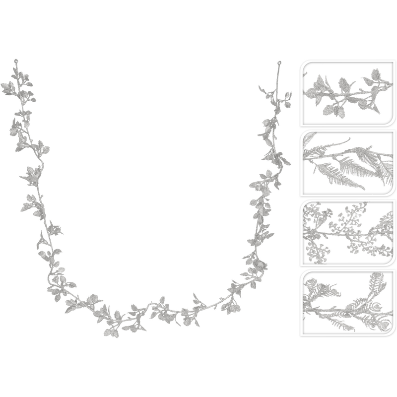 Ghirlanda XMAS frunzulite silver 170CM ABJ403210