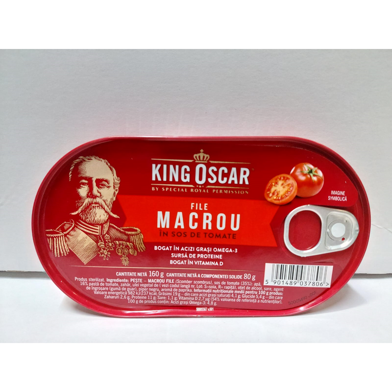 King Oscar macrou in sos tomat, 160g