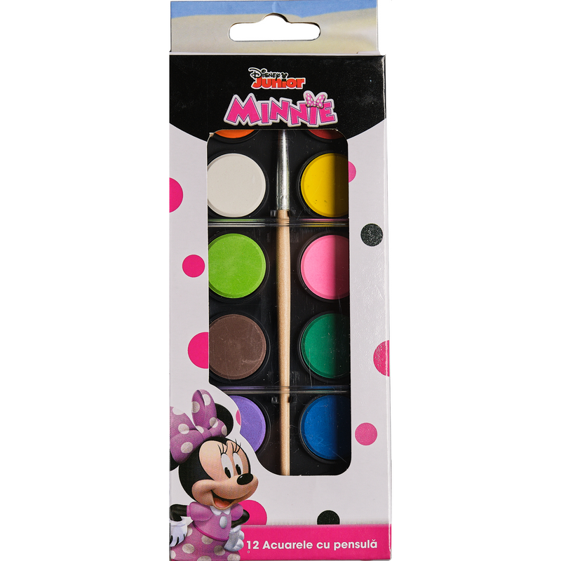 Set acuarele 12 culori tip pastila + pensula Minnie