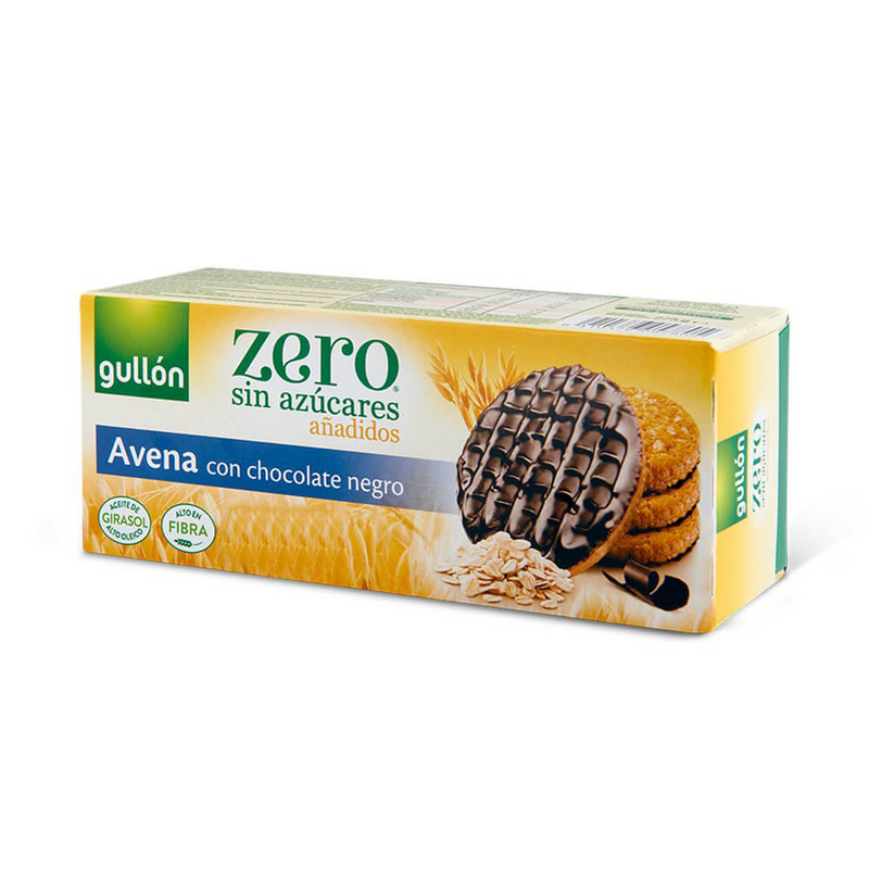 Gullon biscuiti cu ovaz glazurati cu ciocolata neagra fara zahar adaugat 275g