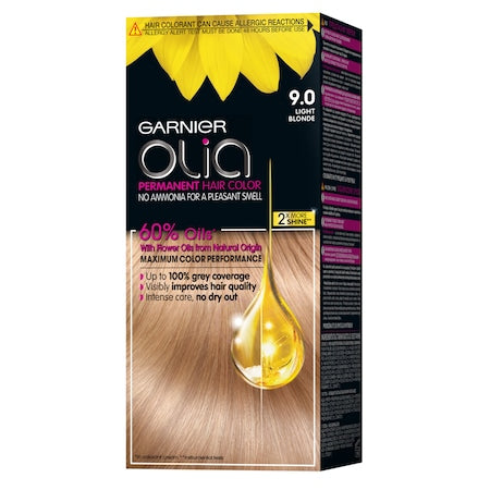 Vopsea de par permanenta fara amoniac Garnier Olia 9.0 Light Blonde, 112 ml