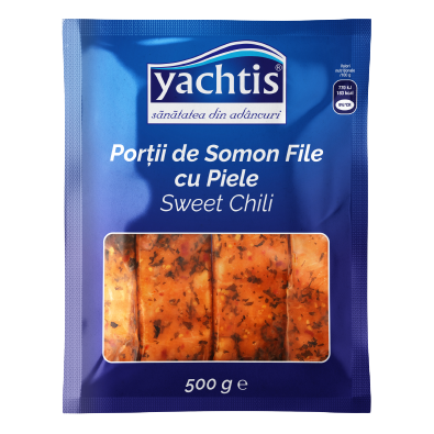 Yachtis portii de somon file cu piele sweet chili, 500 g