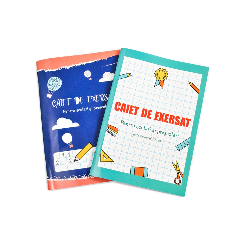 Caiet A5 de exersat, liniatura speciala patrate