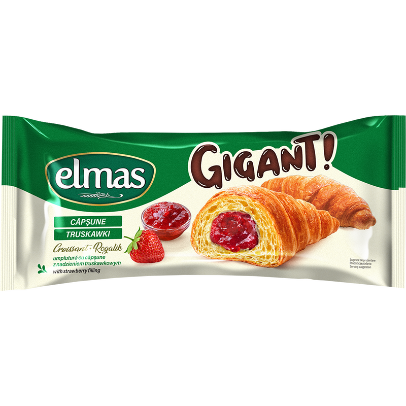 Elmas GIGANT Croissant cu umplutura cu capsune, 160g