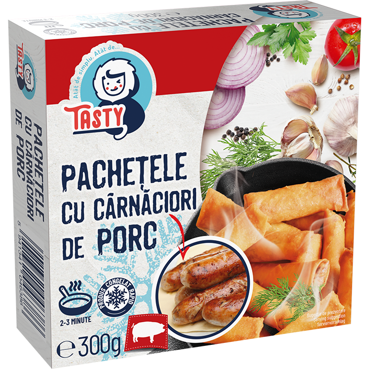 Tasty pachetele cu carnaciori de porc, 300g