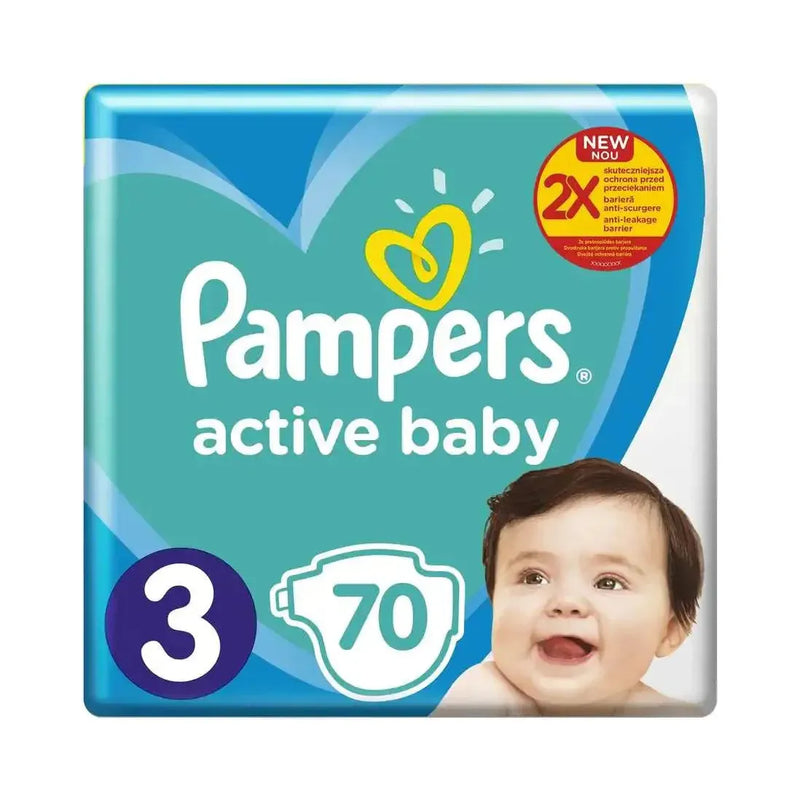 Scutece Pampers Active Baby Jumbo Pack, Marimea 3, 6 -10 kg, 70 buc
