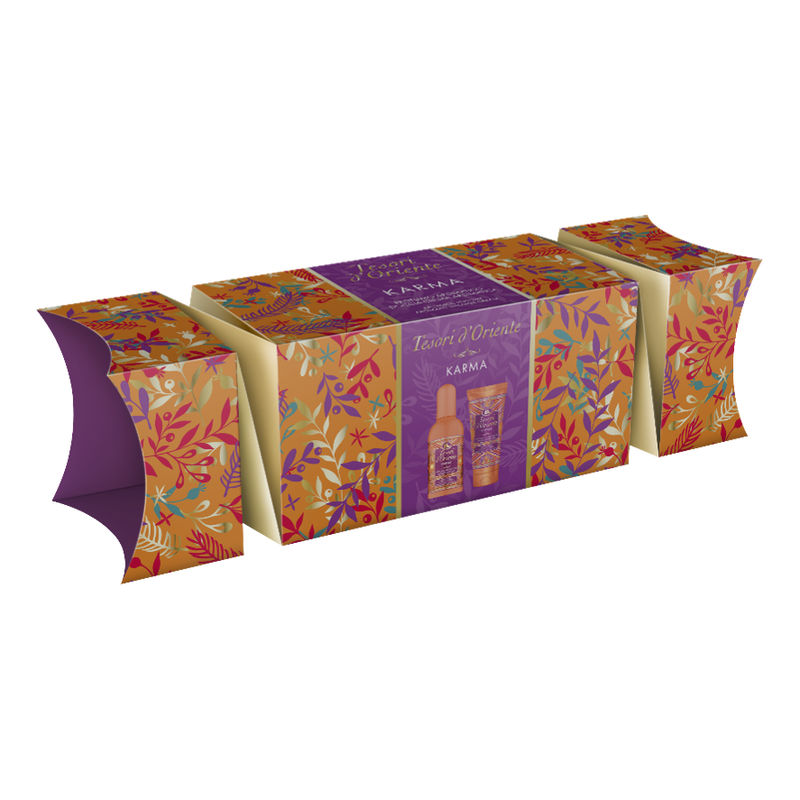 Set cadou Tesori d'Oriente, diverse sortimente: Apa de toaleta, 100ml si mini Gel de Dus, 75ml