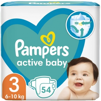 Scutece copii Pampers Activ, marimea 3 6-10KG, 54 b