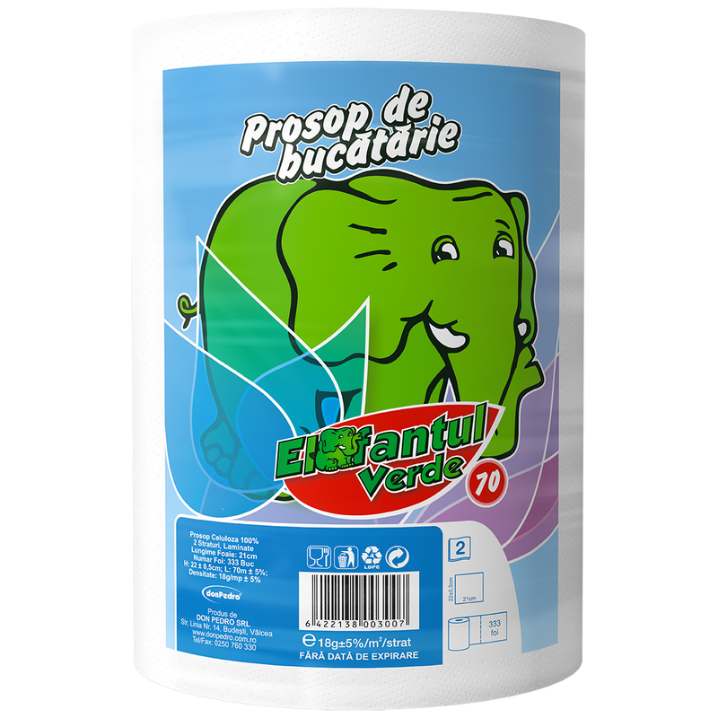 Elefantul Verde prosop monorola - 2 straturi - 70 m
