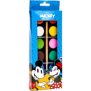 Acuarele tip pastila + pensula Mickey, 12 culori