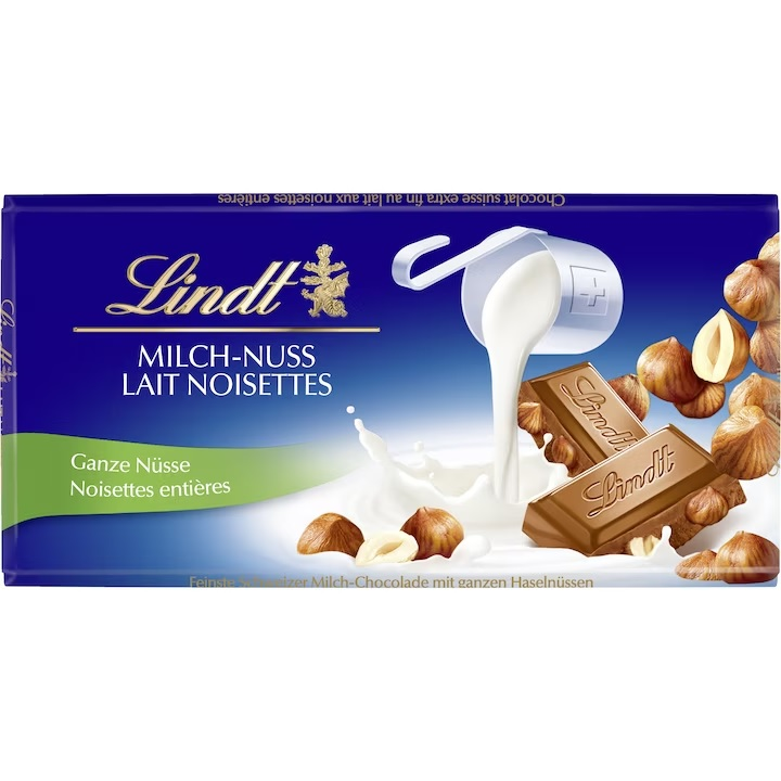 LINDT SWISS ciocolata lapte&alune 100g