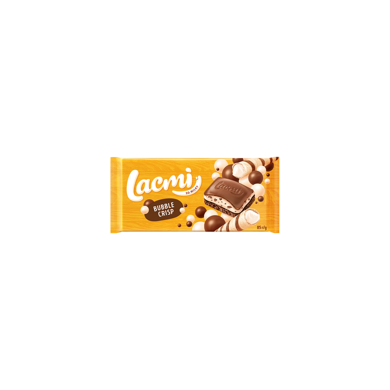 Lacmi "bubble crisp", ciocolata aerata cu lapte cu umplutura de lapte si cereale crocante 85g