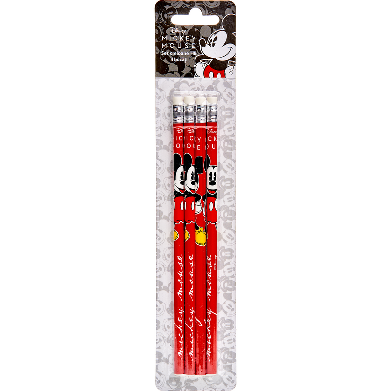 Set creioane HB cu guma, MCKCR4-0010, DISNEY MICKEY, 4 bucati