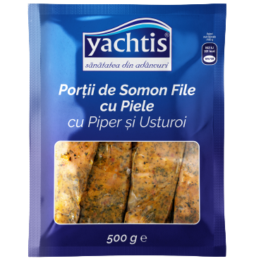 Yachtis portii de somon file cu piper si usturoi, 500 g