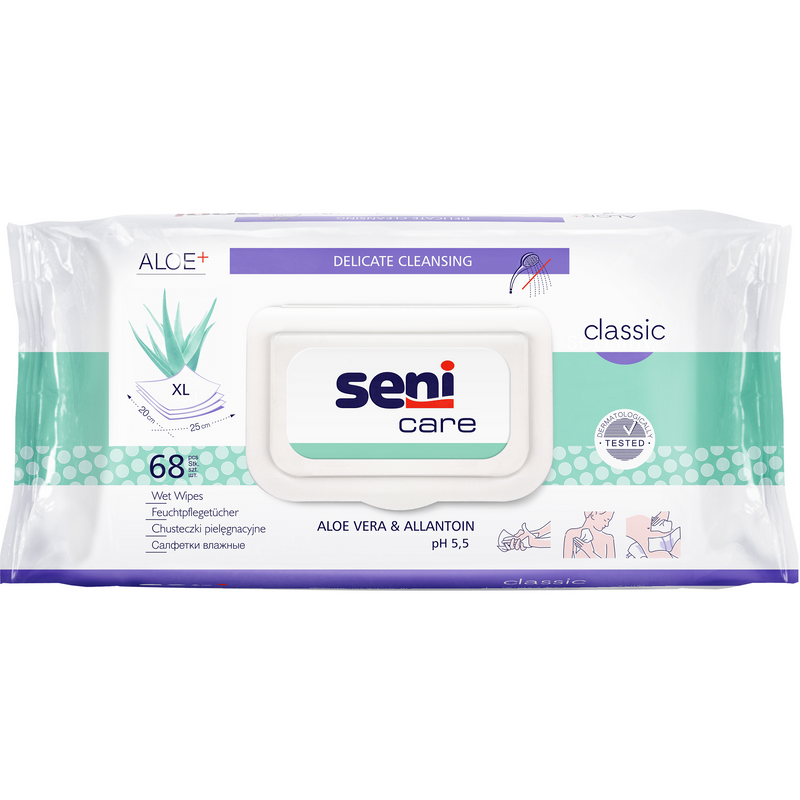 Seni Care Classic Servetele umedealoe vera&alantoina  XL 68 buc