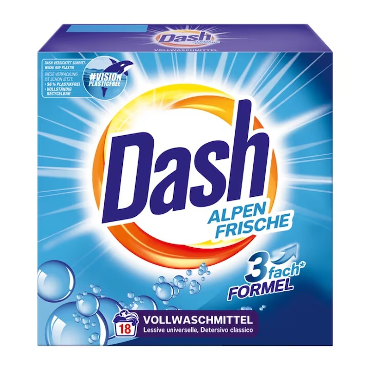 DASH Detergent Pudra 3in1 ALPEN FRISCHE pt Rufe Albe 1.17 kg