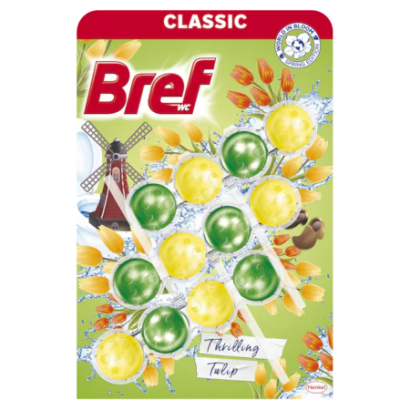 Odorizant toaleta Bref Power Aktiv Thrilling Tulip, 3x50g