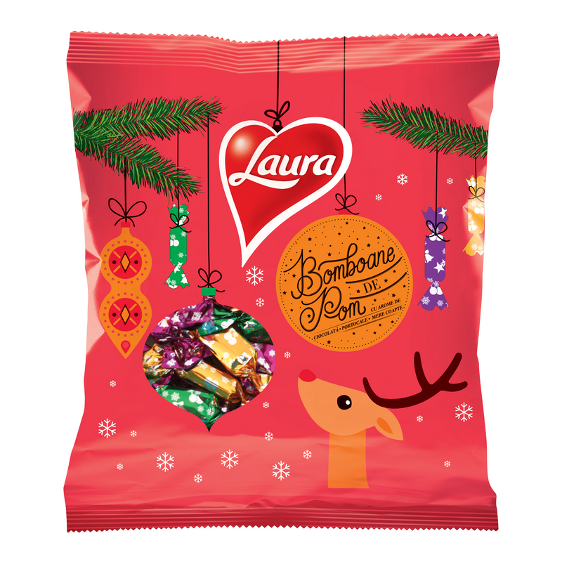 Laura bomboane pom brad (ciocolată, portocale, mere), 184g