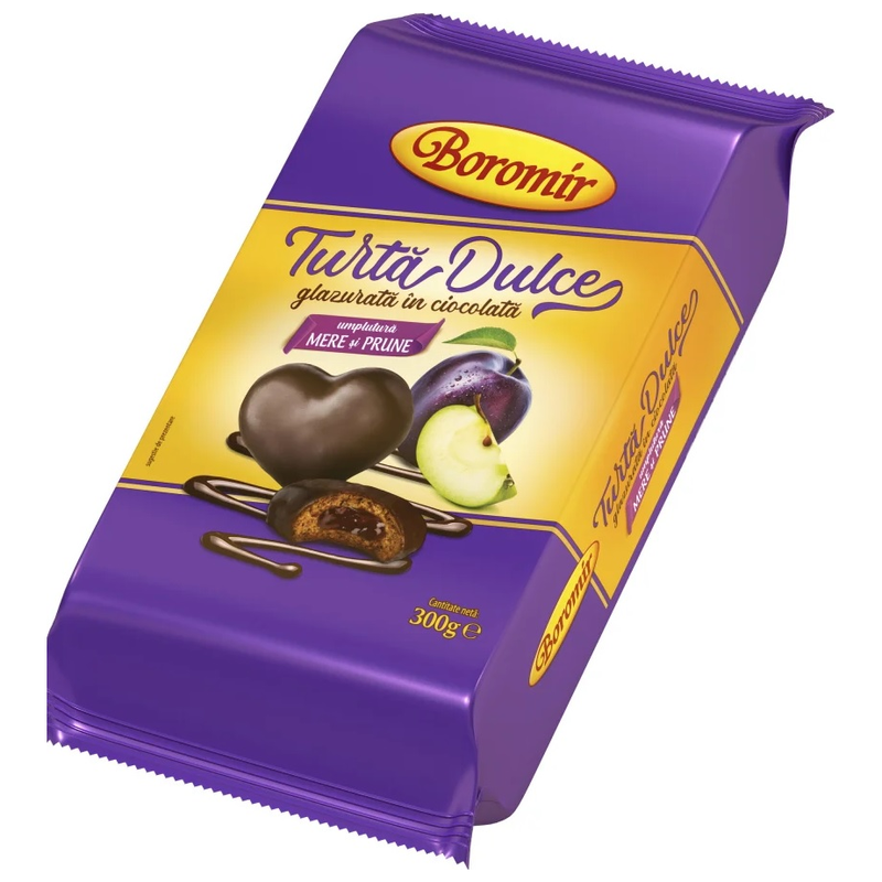Boromir turta dulce glazurata ciocolata umplutura mere prune 300 gr