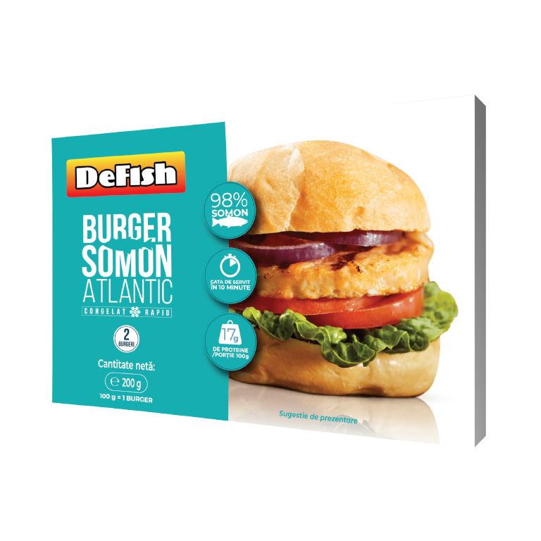 Defish 10 minutes burger somon 2x100g congelat