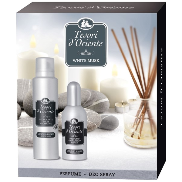 Set Cadou Tesori dOriente Mosc Alb: Apa de toaleta, 100ml + Deodorant spray de corp, 150ml