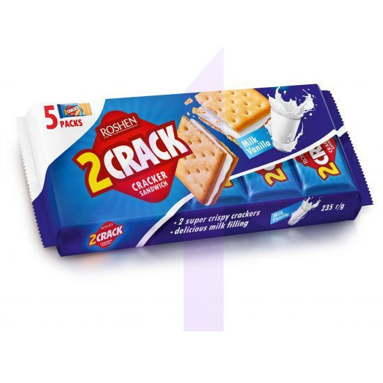 2 Crack biscuiti dulci cu crema lapte 33%, 235 g