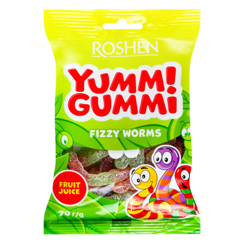 Roshen yummy gummy jeleuri sticks fizzy worms, 70 g