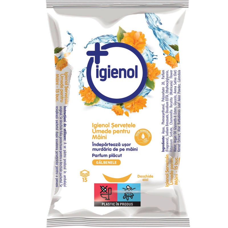 Igienol servetele umede maini galbenele 15 buc