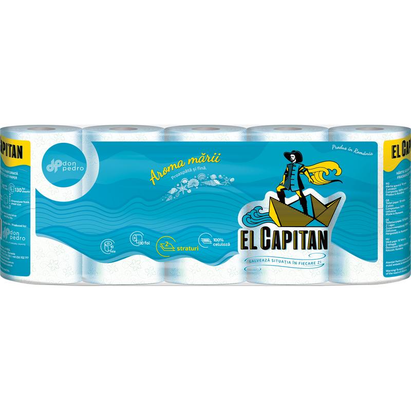 El Capitan hartie igienica 10 role, 2 straturi, Aroma Marii