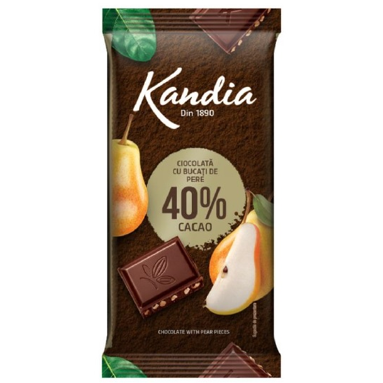 Kandia Tableta ciocolata amaruie 40% Pear, 80g