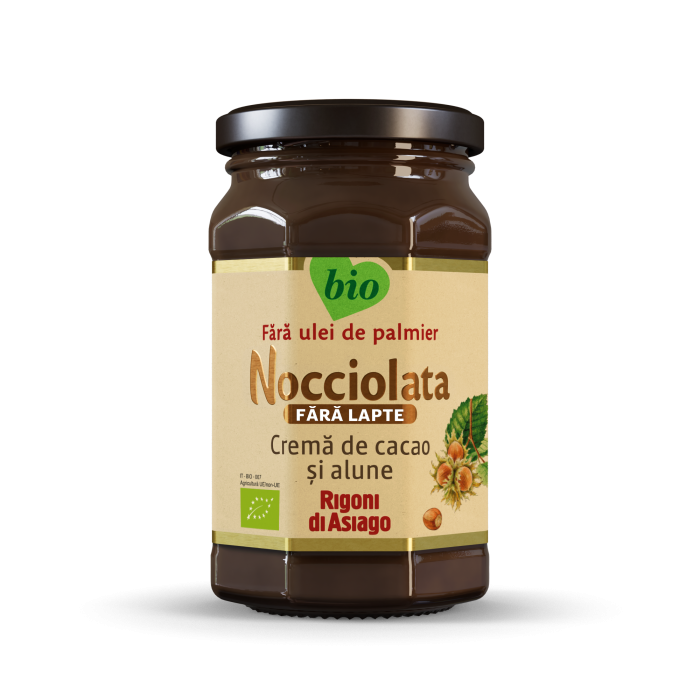 Rigoni Di Asiago nocciolata crema bio cu cacao si alune de alune fara lapte, 250G