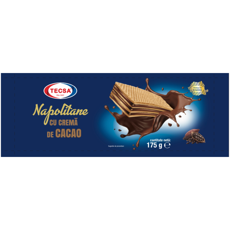 Napolitane cu crema cacao, 175 g