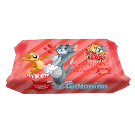 Servetele umede Cottonino Tom & Jerry, Strawberry, 72 buc