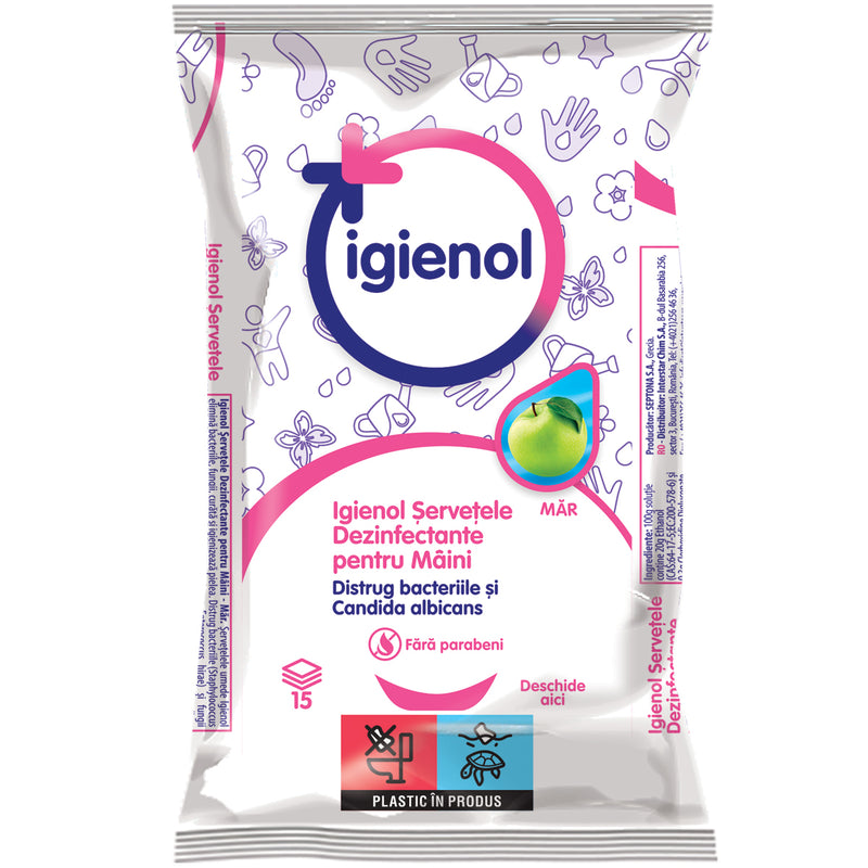 Igienol servetele antibacteriene pentru maini mar 15buc