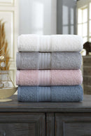 Prosop baie set 4 buc  50x80 cm, alb, gri, roz deschis, albastru