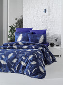 Cuvertura pat+ fete perna (2buc) feather dark blue white 240x260cm