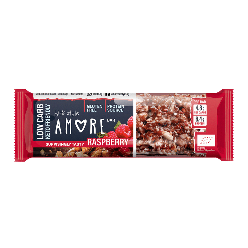 Baton cu Zmeură Organic LOW CARB AMORE 40g