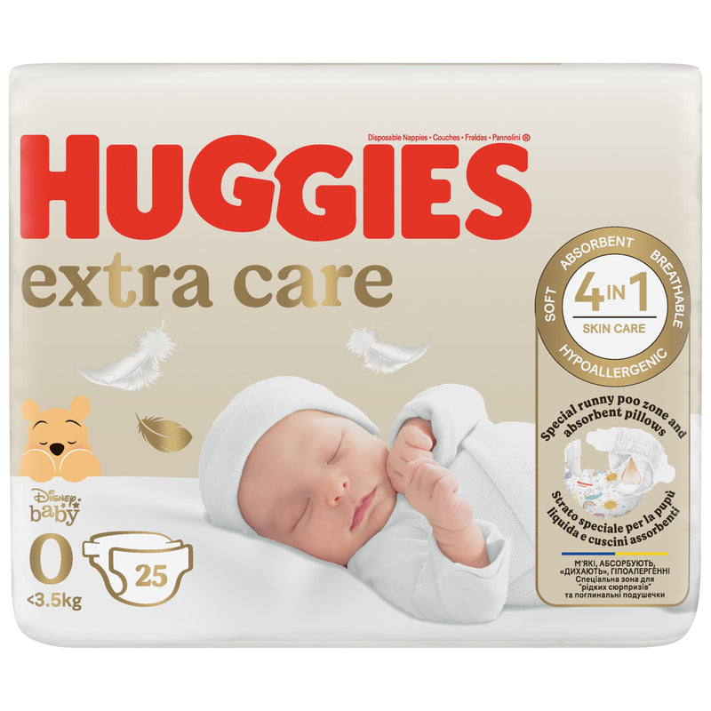Scutece Huggies Extra Care Convi marimea 0, < 3-5 kg, 25 buc