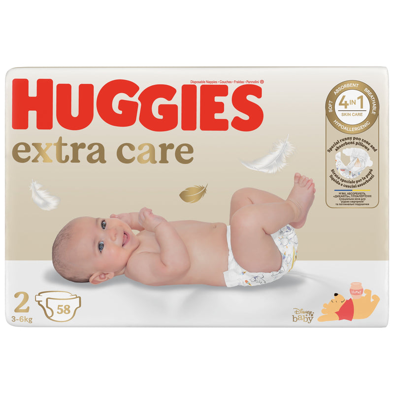 Scutece Huggies Extra Care Mega marimea 2, 3-6 kg, 82 buc