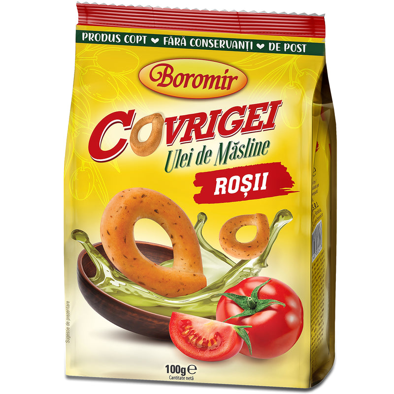 Boromir covrigei cu ulei de masline si rosii, 100g