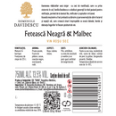 Domeniile Davidescu Feteasca Neagra Malbec (sec, 0.75L) SGR