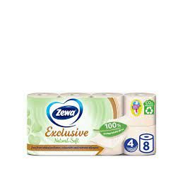 Zewa Exclusive Natural Soft, hartie igienica 4 straturi, 8 role