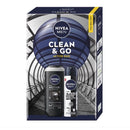 Set: Gel de dus NIVEA MEN Active Clean 250 ml + Deodorant Spray NIVEA MEN Invisible Black & White 150 ml