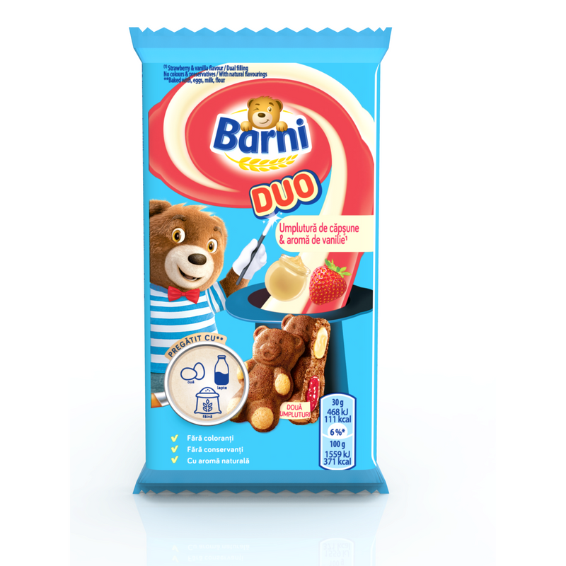 Barni prajitura cu crema de vanilie si capsuni 30g