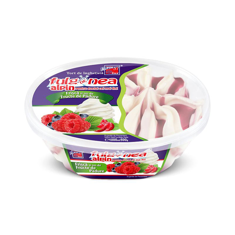 Fulg de nea inghetata cu frisca si sos din fructe de padure 1000ml